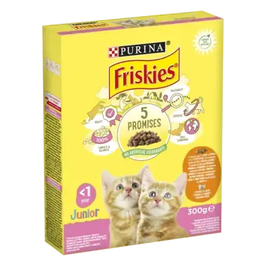 PURINA®FRISKIES®  за  малки котенца с Пиле и Пуйка ,суха храна, 300g
