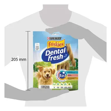 PURINA® FRISKIES® Dog Dental Fresh Лакомство за кучета в зряла възраст от средни породи, 180g